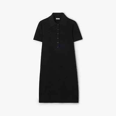 Check Wool Silk Polo Shirt Dress in Black - Women | Burberry® Official