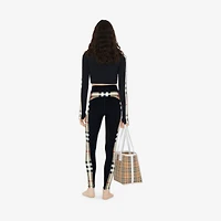 Check Trim Stretch Jersey Leggings in Black - Women, Nylon | Burberry® Official