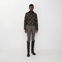 Cropped Check Quilted Cotton Jacket in Truffle brown - Women | Burberry® Official