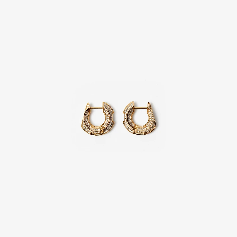 Hollow Pavé Hoop Earrings in Gold/clear - Women | Burberry® Official