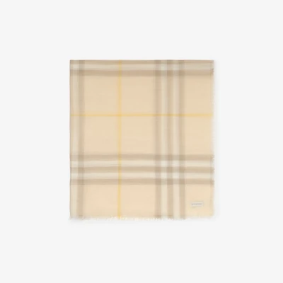 Wide Check Wool Scarf in Custard beige | Burberry® Official