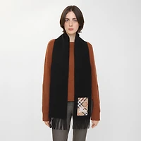 Check Label Cashmere Scarf in Black/sand | Burberry® Official