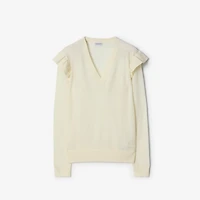 Ruffled Wool Sweater in Ivory white - Women | Burberry® Official