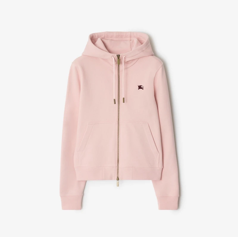 Knight Stamp Cotton Zip Hoodie in Bouquet pink - Women | Burberry® Official