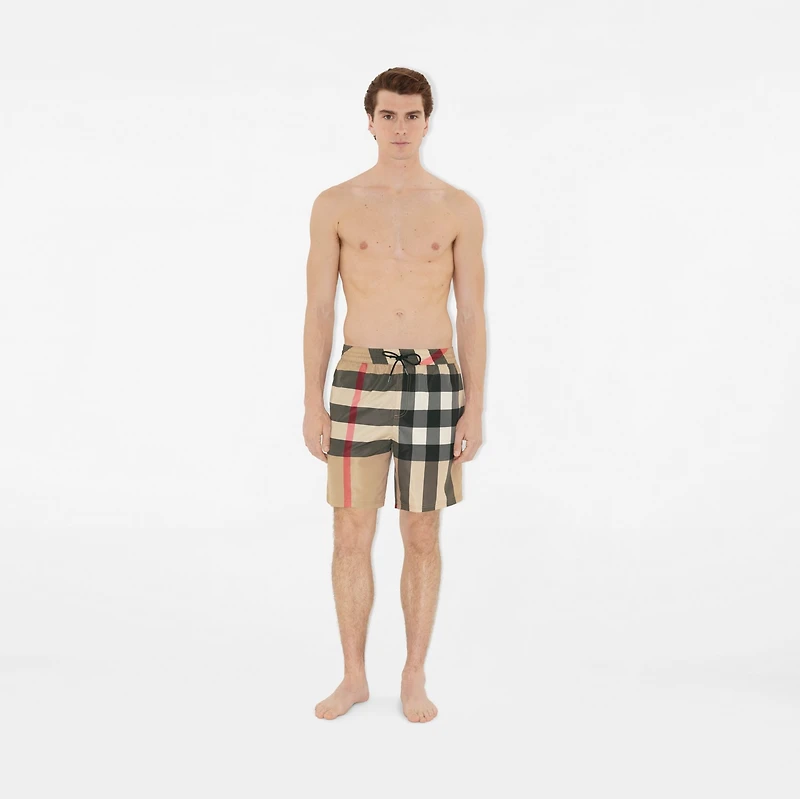 Check Swim Shorts in Archive beige - Men | Burberry® Official