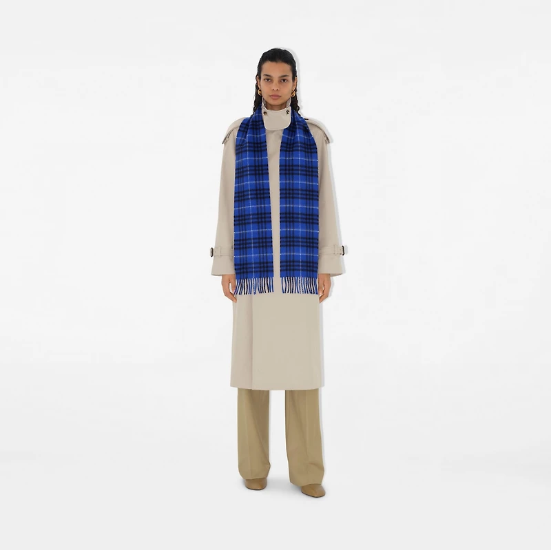 Narrow Check Cashmere Scarf in Knight | Burberry® Official