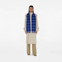 Narrow Check Cashmere Scarf in Knight | Burberry® Official