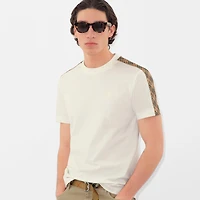 Check Trim Cotton T-shirt in Chalk white - Men | Burberry® Official