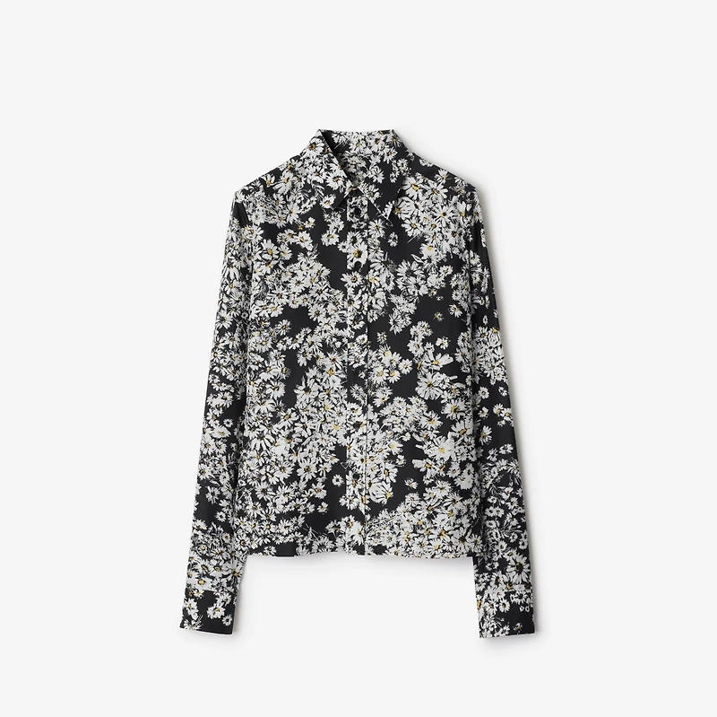 Regular Fit Daisy Silk Shirt in Black - Women | Burberry® Official