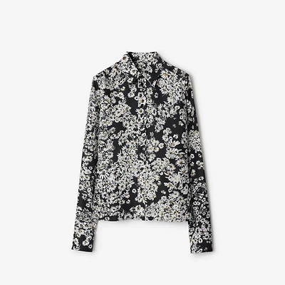 Regular Fit Daisy Silk Shirt in Black - Women | Burberry® Official