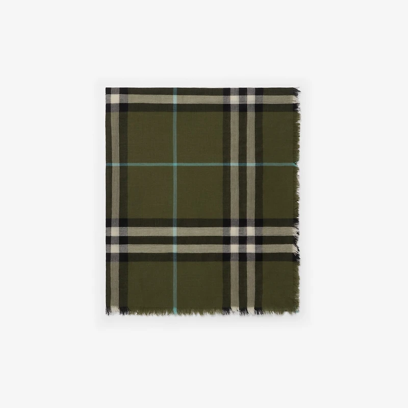Wide Check Wool Scarf in Pea | Burberry® Official