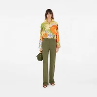 Highgrove Cascading Flowers Silk Pyjama Shirt in Buttermilk - Women | Burberry® Official