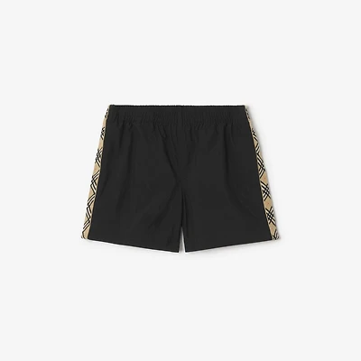 Check Trim Swim Shorts in Black | Burberry® Official