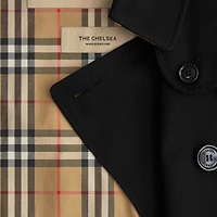 Mid-length Chelsea Heritage Trench Coat in Black - Women, Cotton Gabardine | Burberry® Official