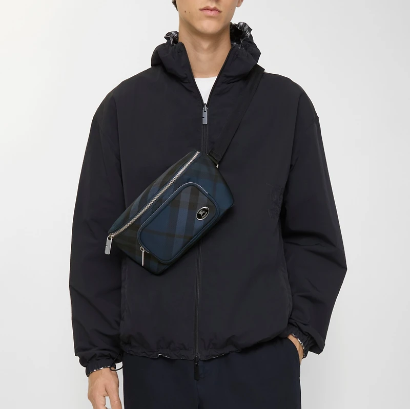 Grid Belt Bag in Navy - Men | Burberry® Official