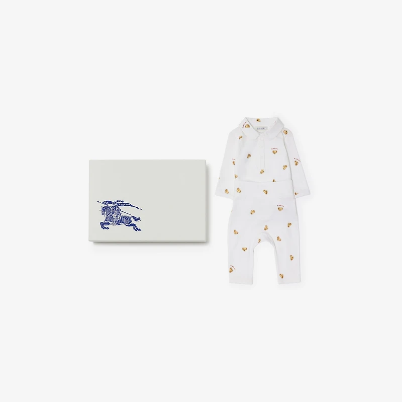 Thomas Bear Stretch Cotton Two-piece Baby Gift Set in White - Children | Burberry® Official
