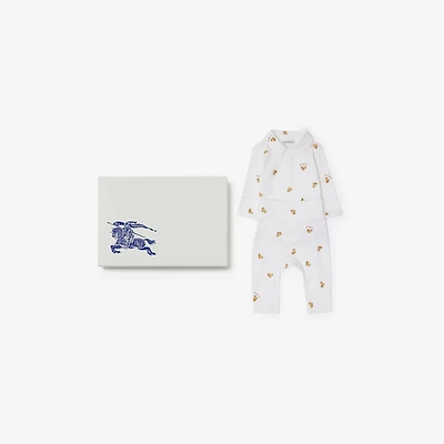 Thomas Bear Stretch Cotton Two-piece Baby Gift Set in White - Children | Burberry® Official