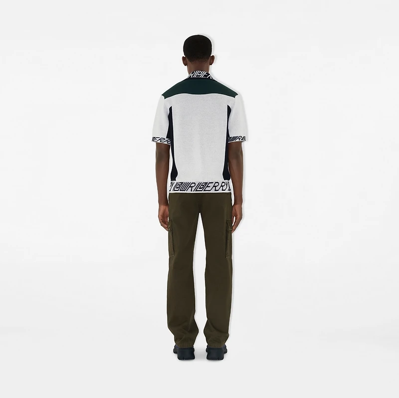 Logo Trim​ Wool Polo Shirt in White/black/green - Men | Burberry® Official