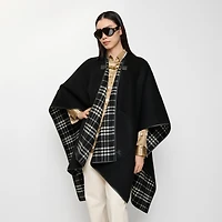 Check Cashmere Cape in Black/calico beige | Burberry® Official