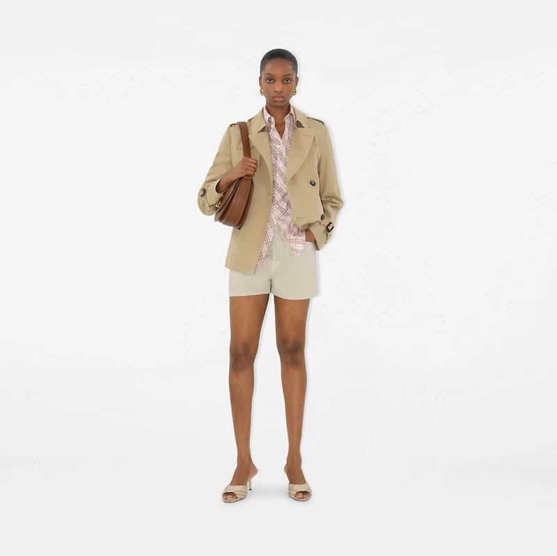 Denim Shorts in Oat - Women, Cotton | Burberry® Official