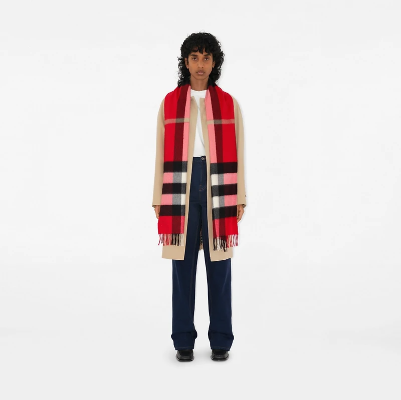 Check Cashmere Scarf in Red | Burberry® Official