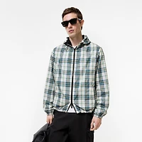 Reversible Check Hooded Jacket in Peacock blue - Men, Nylon | Burberry® Official