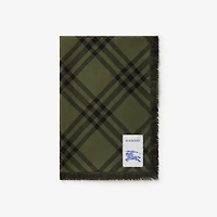 Wide Check Wool Silk Scarf in Shrub/black | Burberry® Official