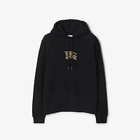 EKD Check Cotton Hoodie in Black - Men | Burberry® Official