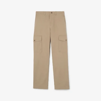 Cotton Twill Cargo Trousers in Saltmarsh beige - Men | Burberry® Official