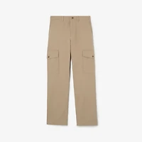 Cotton Twill Cargo Trousers in Saltmarsh beige - Men | Burberry® Official