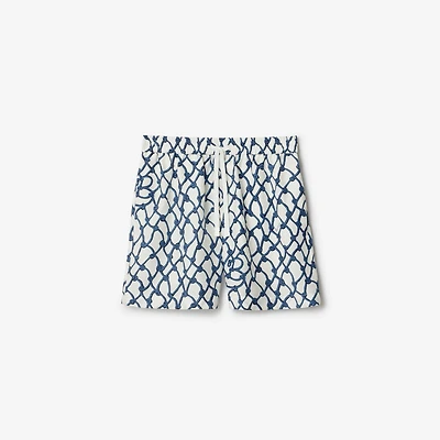 Knot Silk Shorts in Pool - Women | Burberry® Official