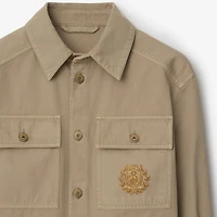 B Crest Cotton Overshirt in Quill - Men | Burberry® Official