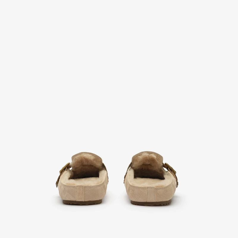 Check Shearling Urchin Clogs in Blonde beige - Women | Burberry® Official