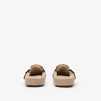 Check Shearling Urchin Clogs in Blonde beige - Women | Burberry® Official