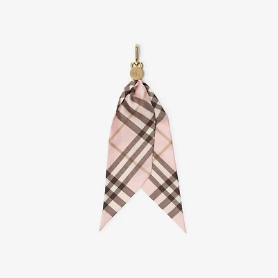 Check Silk Scarf Charm in Pink - Women | Burberry® Official