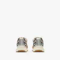 Nylon, Suede and Leather Eclipse Sneakers in Flax beige/silver - Men | Burberry® Official