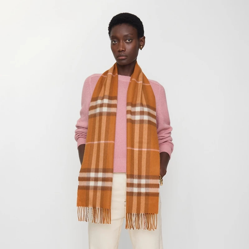 Check Cashmere Scarf in Squash | Burberry® Official