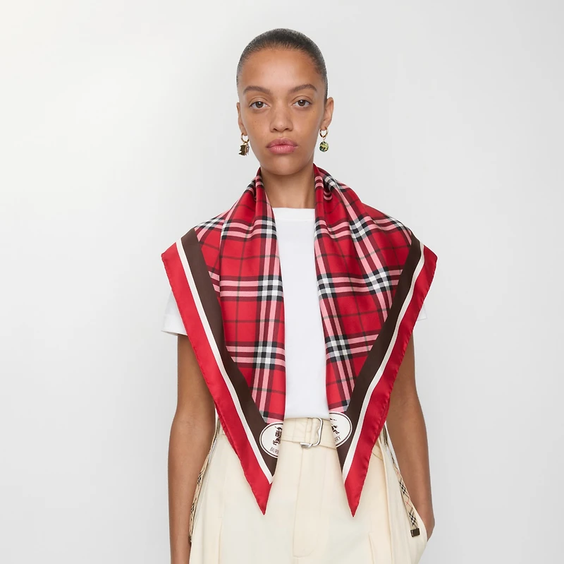 Check Silk Scarf in Post | Burberry® Official