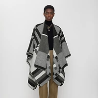 Colour Block Check​ Wool Cape in Chalk | Burberry® Official