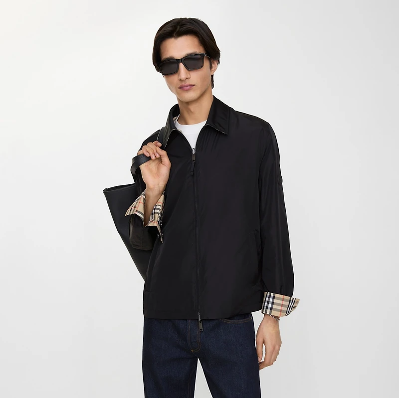 Reversible Nylon Bloomsbury Harrington Jacket in Black - Men | Burberry® Official