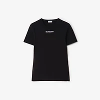 Ribbed Stretch Cotton T-shirt in Black - Women | Burberry® Official