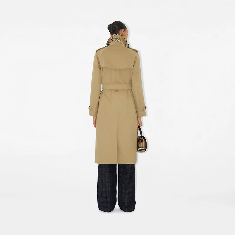 Long Gabardine Waterloo Trench Coat in Hamper - Women, Cotton Gabardine | Burberry® Official