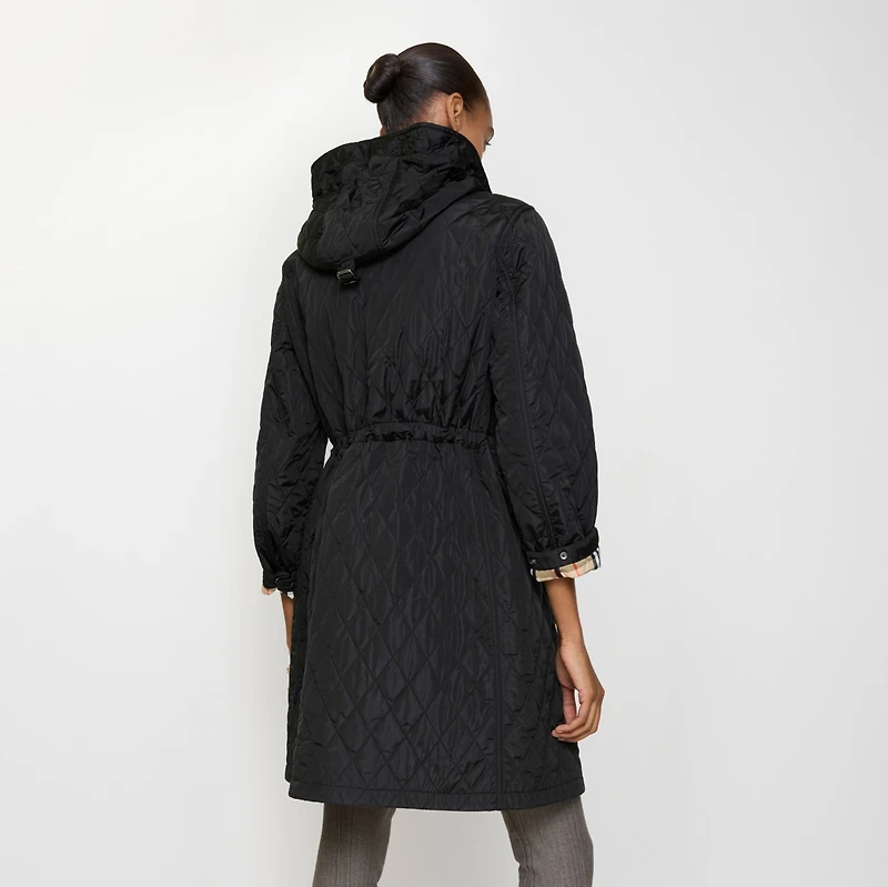 Quilted Nylon Hooded Coat in Black - Women | Burberry® Official