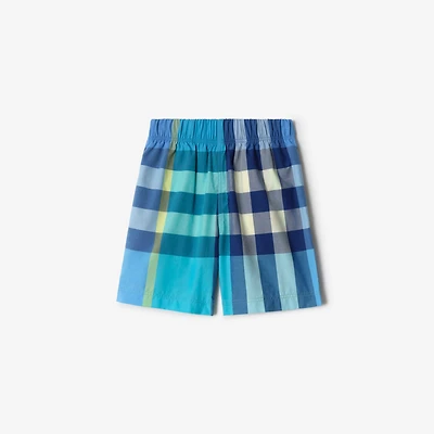 Check Cotton Shorts in Bright turquoise | Burberry® Official