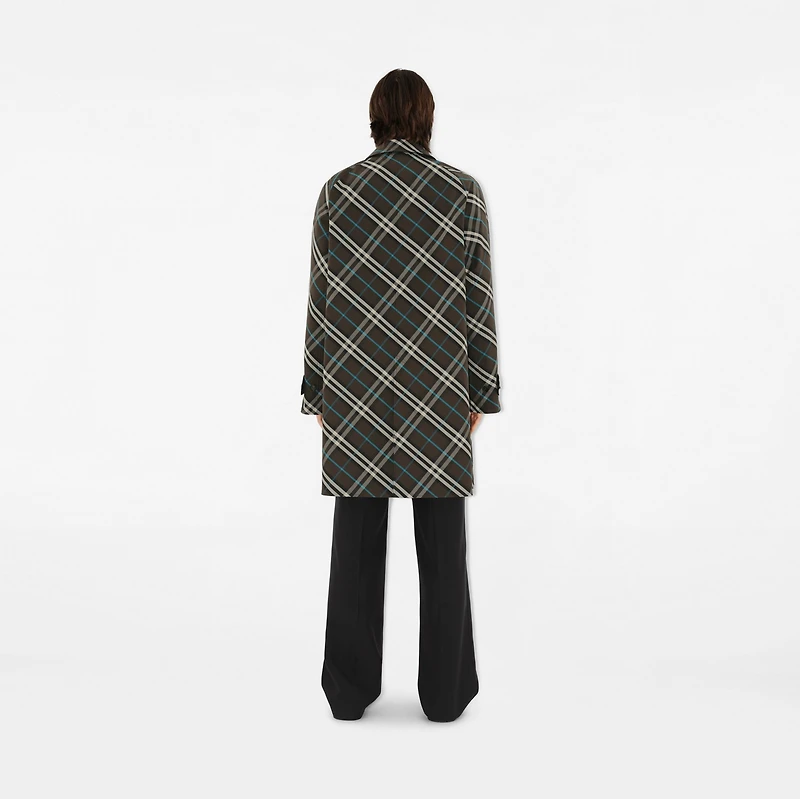 Long Reversible Gabardine Car Coat in Black - Men, Cotton | Burberry® Official