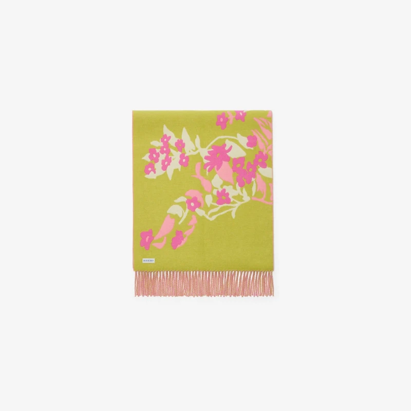 Wide Floral EKD Cashmere Scarf in Begonia pink | Burberry® Official