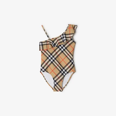 Check Swimsuit in Sand | Burberry® Official