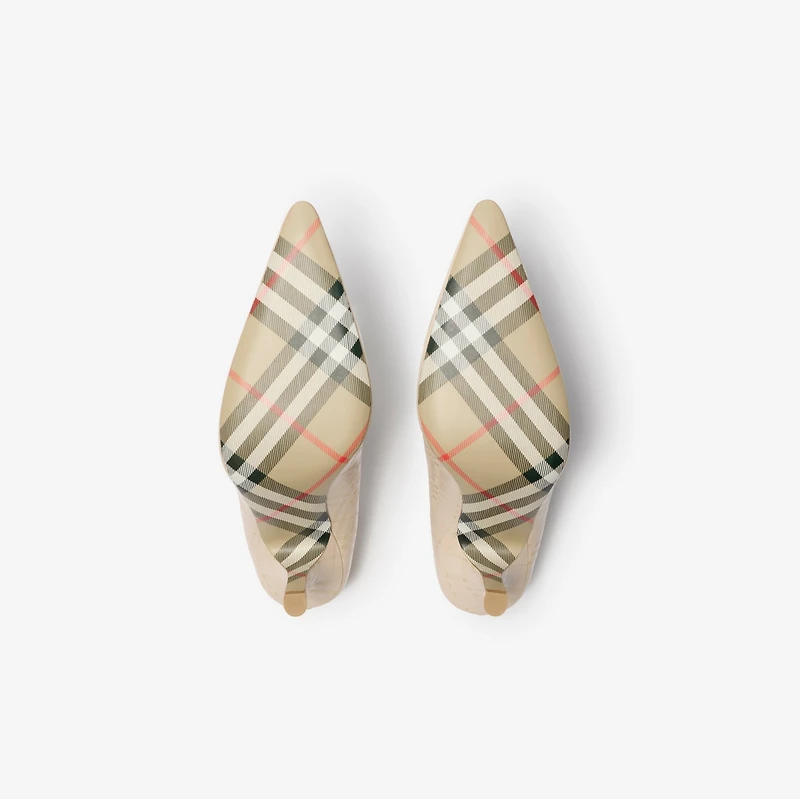 Check Leather Dame High Pumps in Putty beige - Women | Burberry® Official
