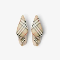 Check Leather Dame High Pumps in Putty beige - Women | Burberry® Official