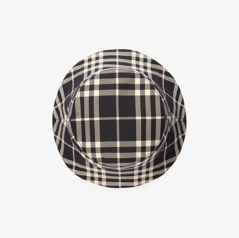 Check Cotton Bucket Hat in Black/calico beige - Men | Burberry® Official